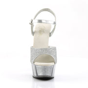 DELIGHT-609-5G Silver Glitter/Silver Glitter Platform Sandal Pleaser US Size (Women's): 5