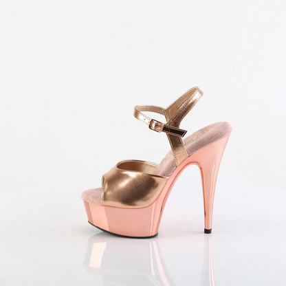 DELIGHT-609 Rose Gold MetallicPu/Rose Gold Chrome Platform Sandal Pleaser