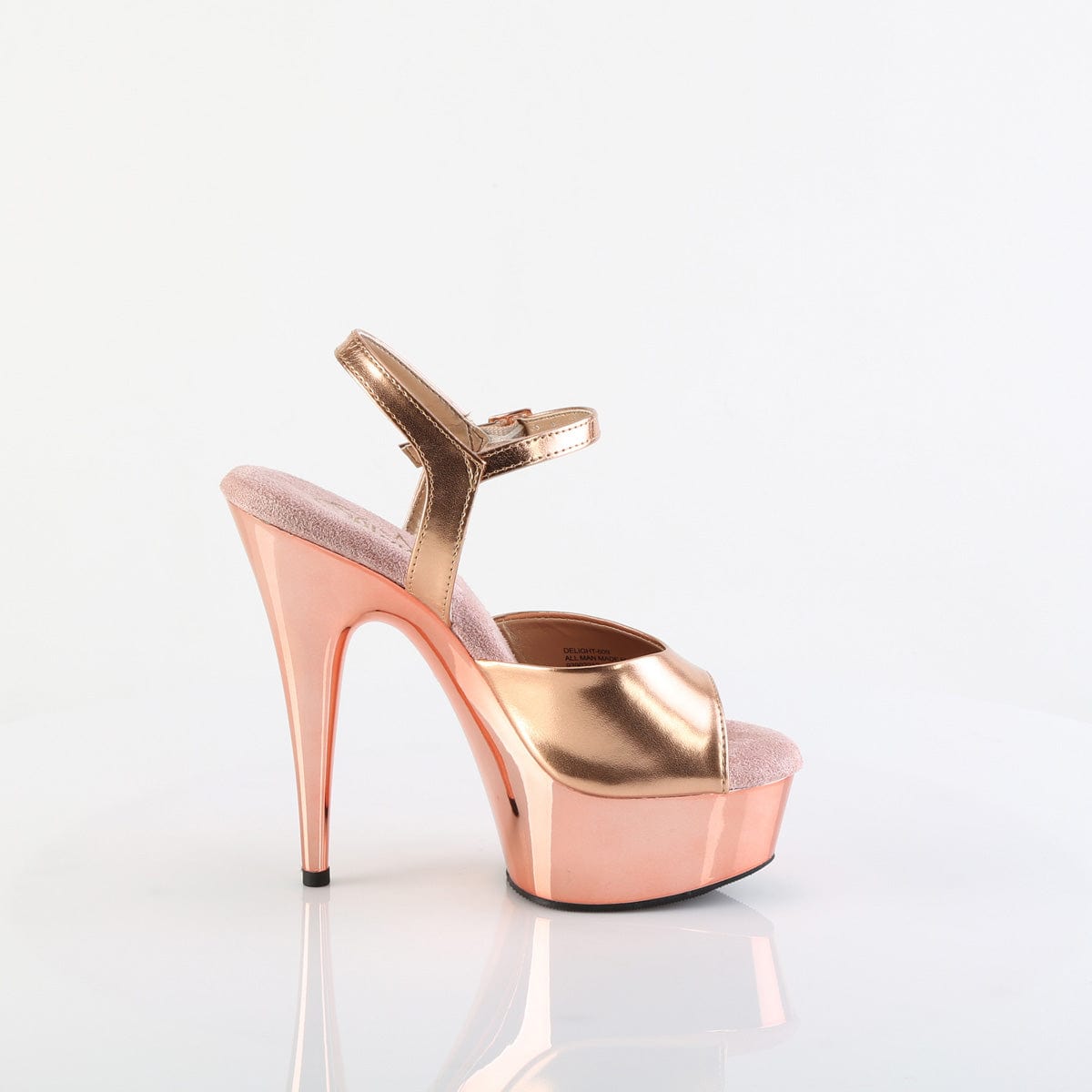 DELIGHT-609 Rose Gold Metallic Pu/Rose Gold Chrome Platform Sandal Pleaser US Size (Women's): 5