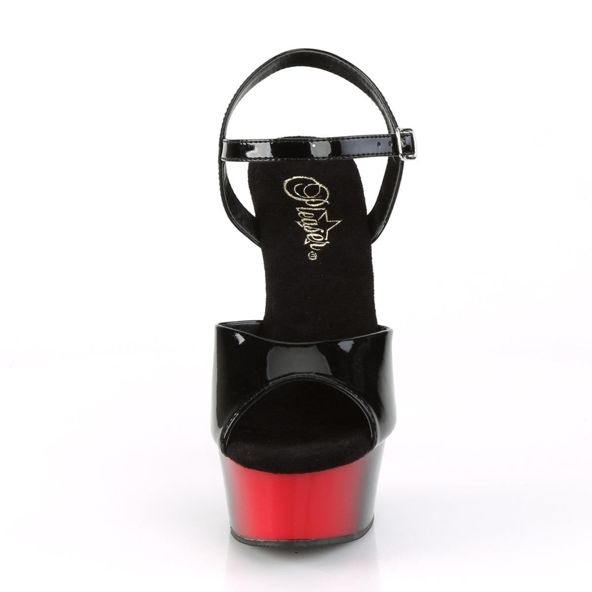 DELIGHT-609BR Black Patent/Red-Black Platform Sandal Pleaser