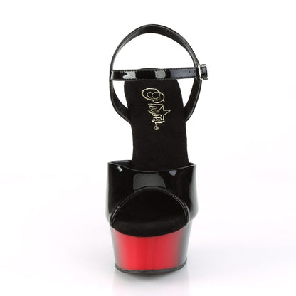 DELIGHT-609BR Black Patent/Red-Black Platform Sandal Pleaser