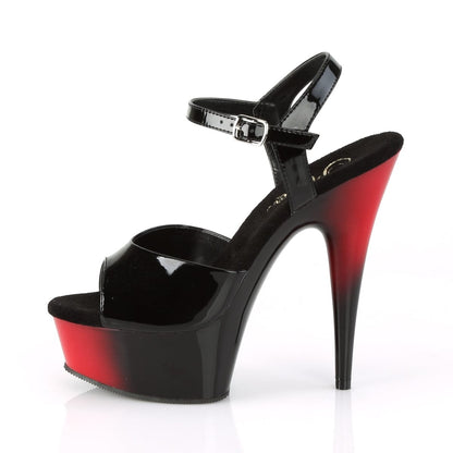 DELIGHT-609BR Black Patent/Red-Black Platform Sandal Pleaser