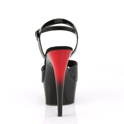 DELIGHT-609BR Black Patent/Red-Black Platform Sandal Pleaser