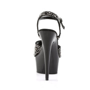 DELIGHT-609RS Black Suede-Pewter Rhinestones/ Black Platform Sandal Pleaser US Size (Women's): 5