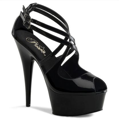 DELIGHT-612 Black Platform Sandal Pleaser