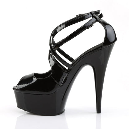 DELIGHT-612 Black Platform Sandal Pleaser