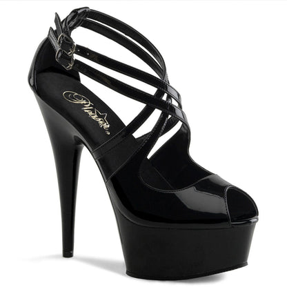 DELIGHT-612 Black Platform Sandal Pleaser