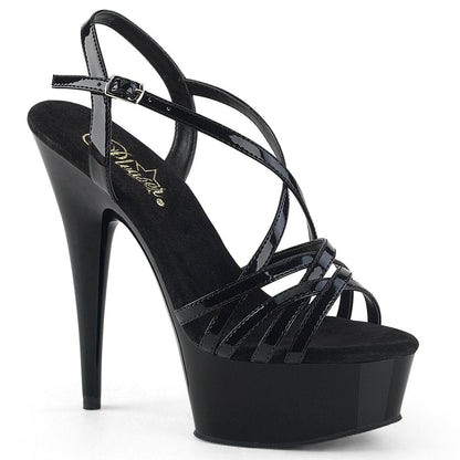 DELIGHT-613 Black Patent Platform Sandal Pleaser