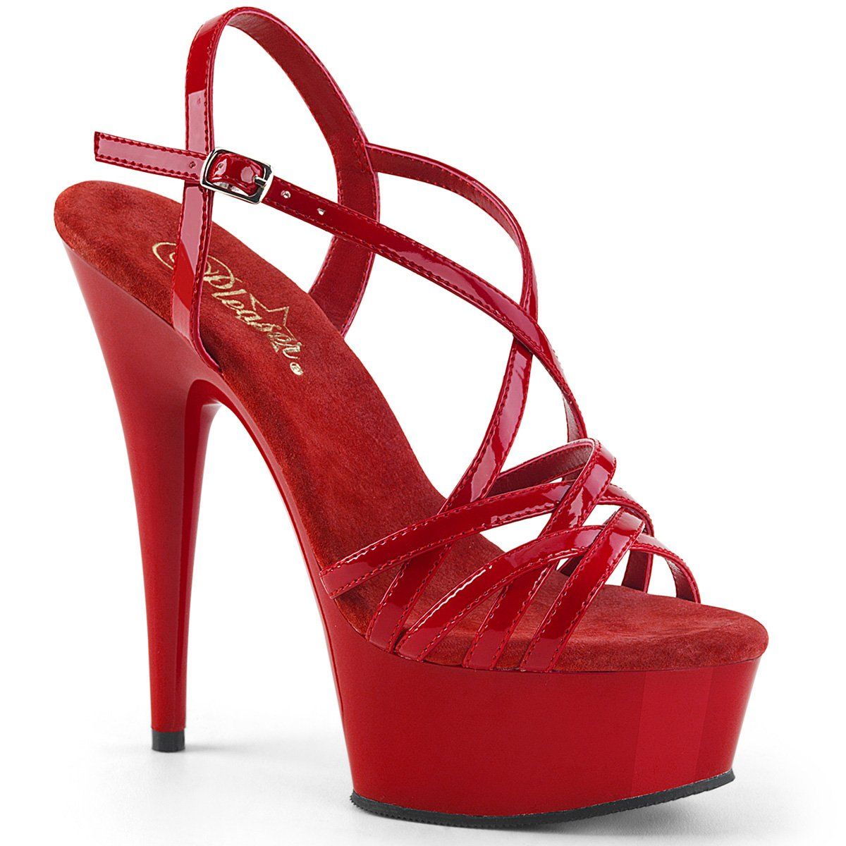 DELIGHT-613 Red Patent Platform Sandal Pleaser