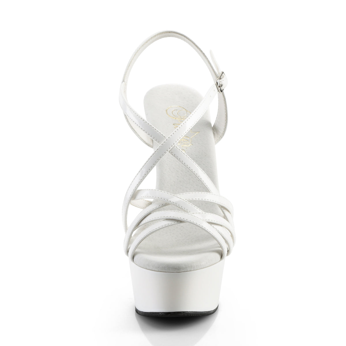 DELIGHT-613 White Patent Platform Sandal Pleaser