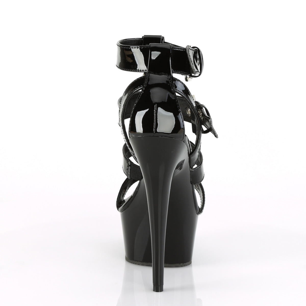 DELIGHT-658 Black Patent Platform Sandal Pleaser
