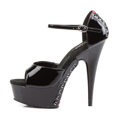DELIGHT-660FH Black-Red Patent/Black Platform Sandal Pleaser