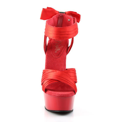 DELIGHT-668 Red Satin/Red Platform Sandal Pleaser