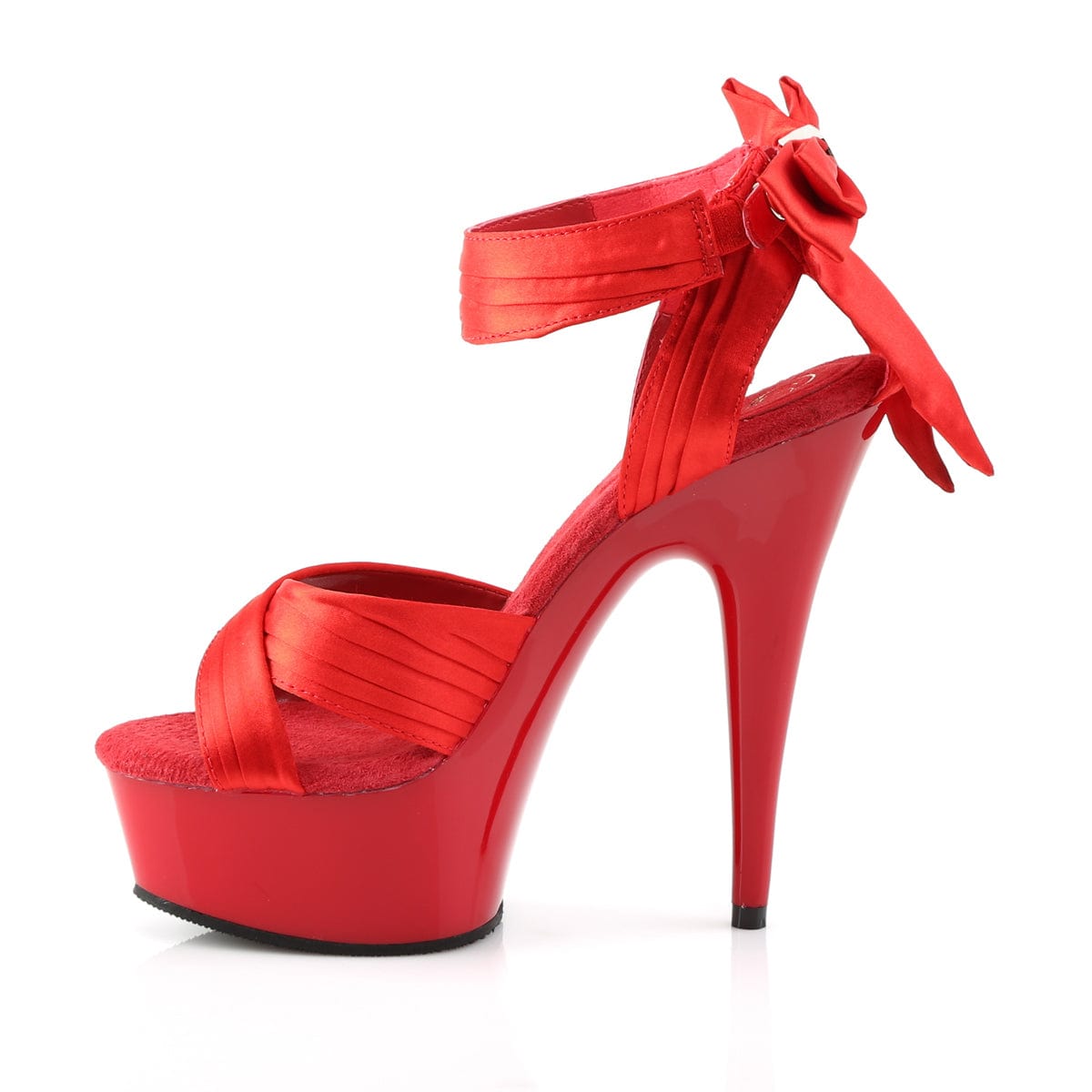 DELIGHT-668 Red Satin/Red Platform Sandal Pleaser