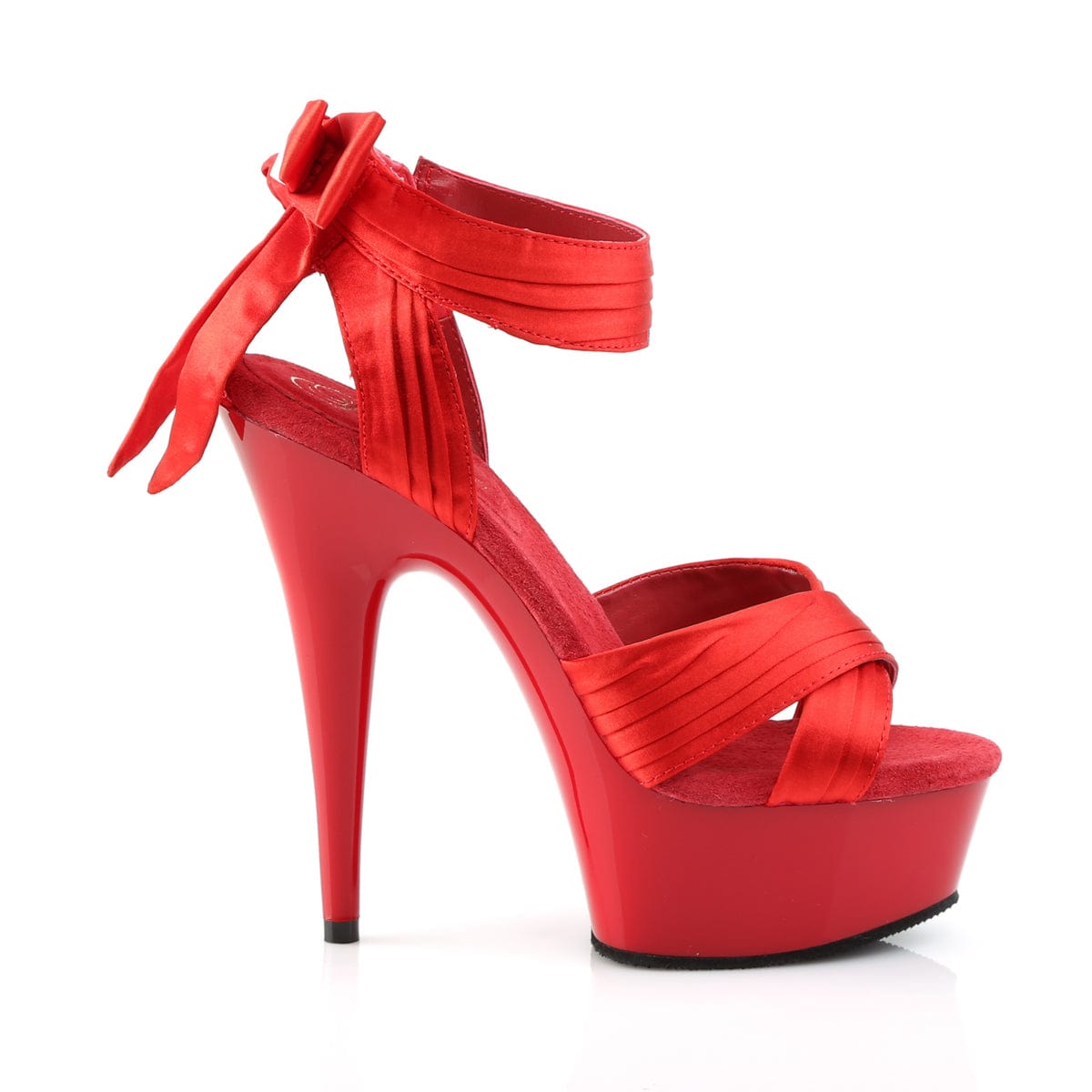 DELIGHT-668 Red Satin/Red Platform Sandal Pleaser