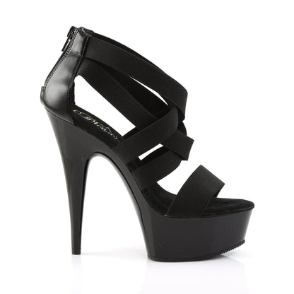 DELIGHT-669 Black Elasticated Band/Black Platform Sandal Pleaser