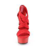 DELIGHT-669 Red Elastic Band-Faux Leather/Red Matte Platform Sandal Pleaser US Size (Women's): 5