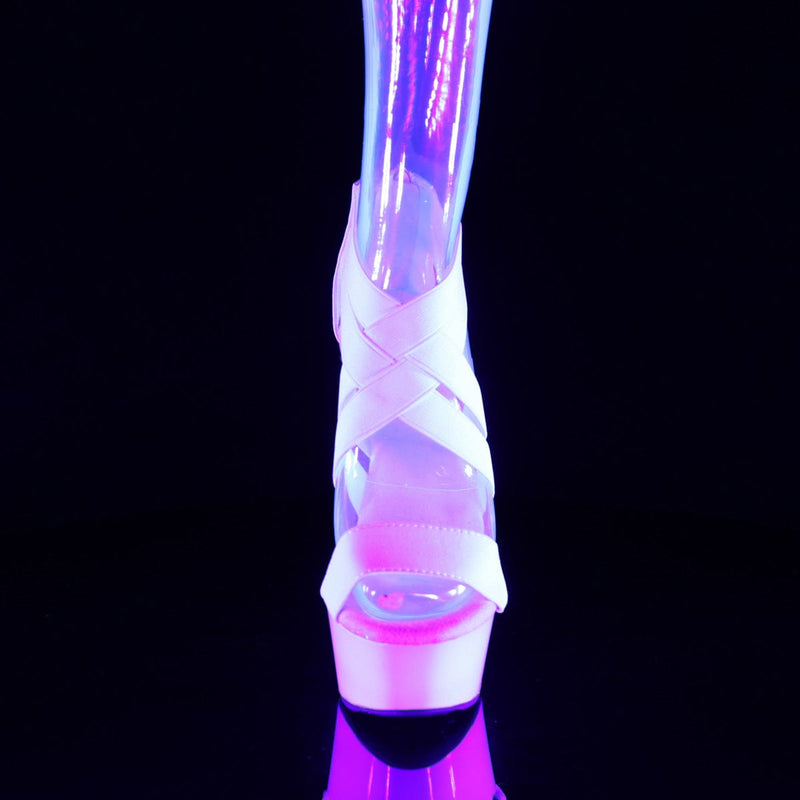 DELIGHT-669 UV White Elastic Band-Faux Leather/White Platform Sandal Pleaser US Size (Women's): 5