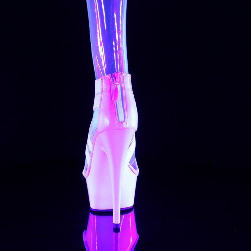 DELIGHT-669 UV White Elastic Band-Faux Leather/White Platform Sandal Pleaser US Size (Women's): 5