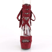 DELIGHT-679 Burgundy Faux Suede/Burgundy Faux Suede Platform Sandal Pleaser US Size (Women's): 5