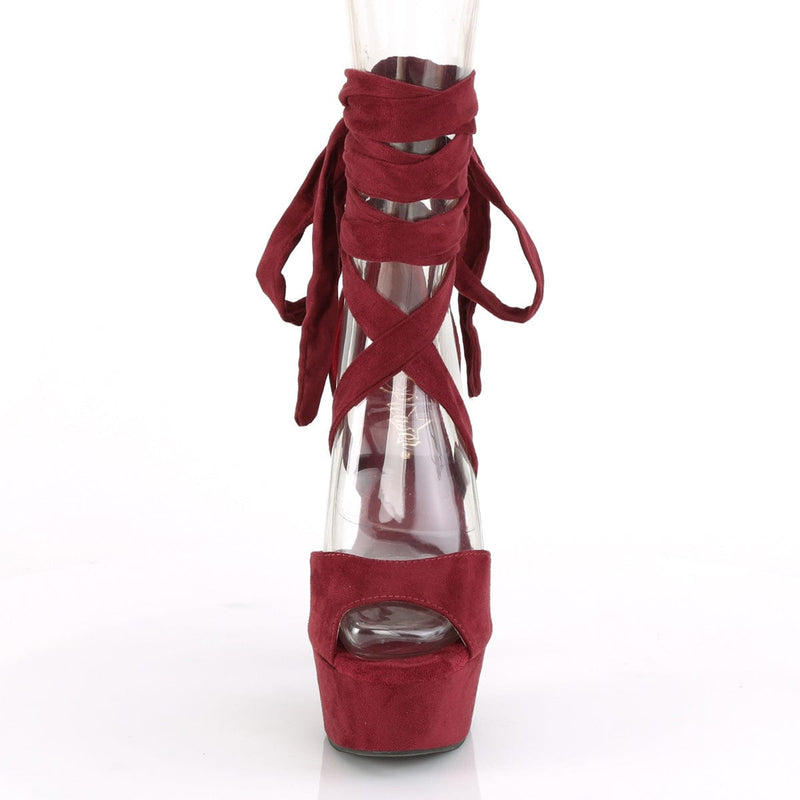 DELIGHT-679 Burgundy Faux Suede/Burgundy Faux Suede Platform Sandal Pleaser US Size (Women's): 5