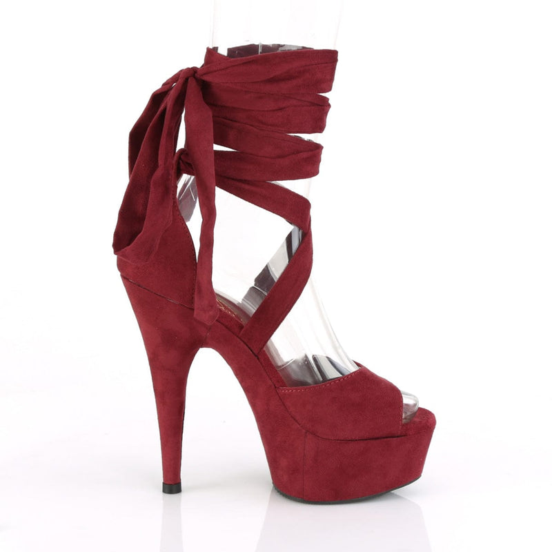 DELIGHT-679 Burgundy Faux Suede/Burgundy Faux Suede Platform Sandal Pleaser US Size (Women's): 5