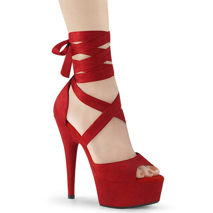 DELIGHT-679 Red Faux Suede/Red Matte Platform Sandal Pleaser
