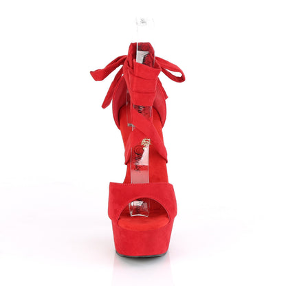 DELIGHT-679 Red Faux Suede/Red Matte Platform Sandal Pleaser
