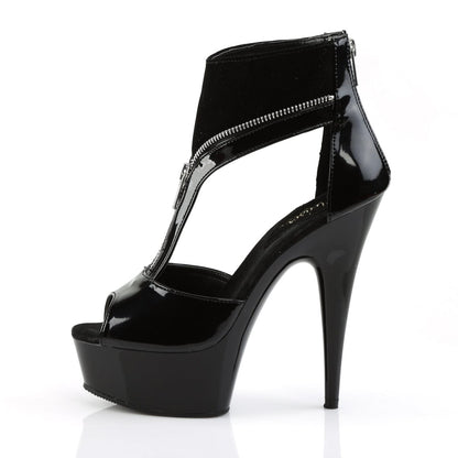 DELIGHT-690 Black Patent-Lamy/Black Platform Sandal Pleaser