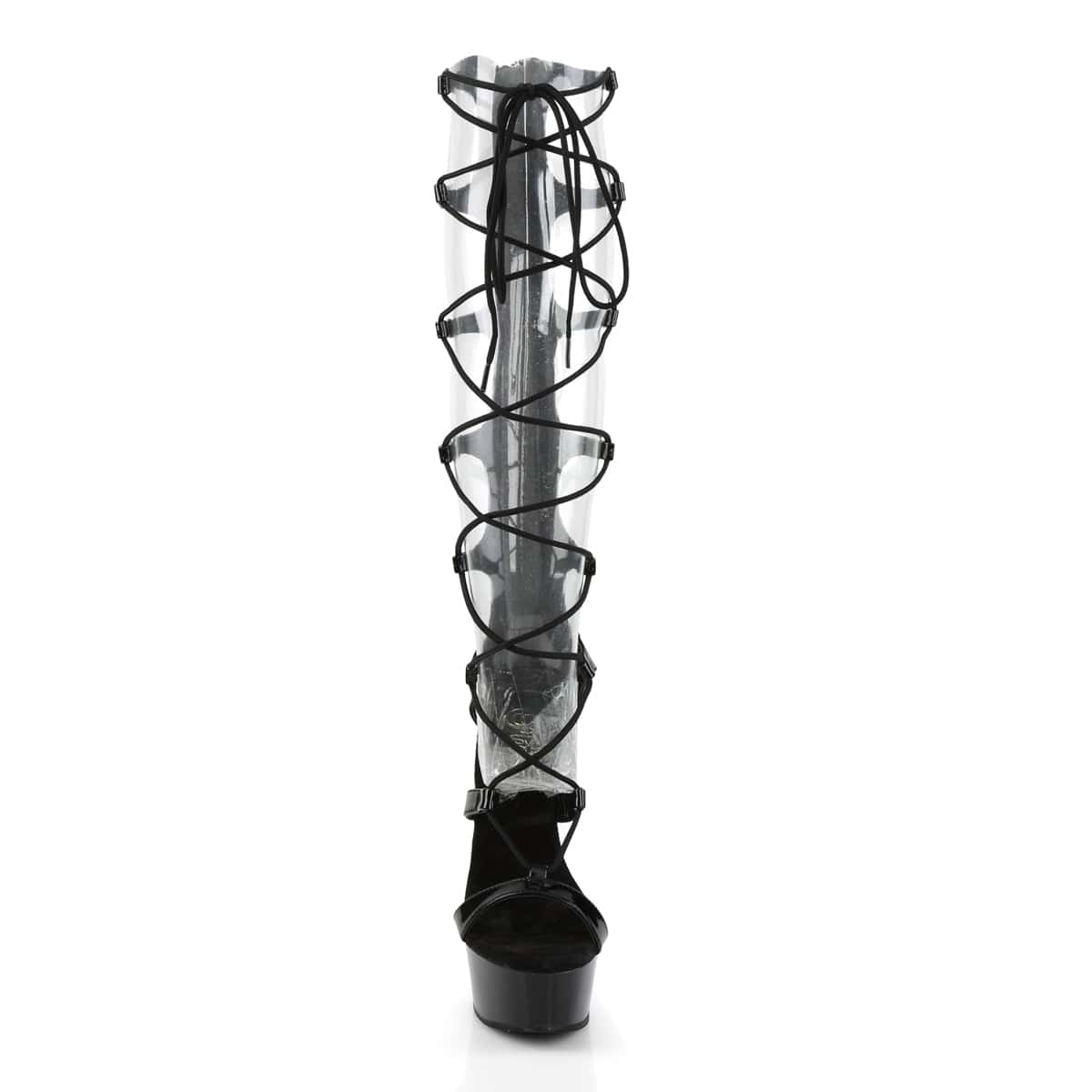 DELIGHT-698 Black Patent/Black Platform Sandal Pleaser US Size (Women's): 5