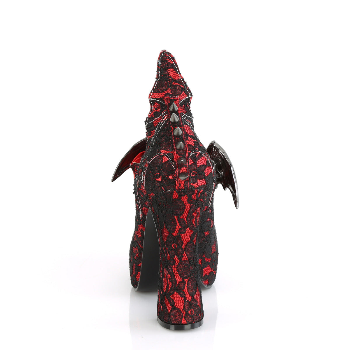 DEMON-18 Red Satin-Black Lace Mary Janes Demonia