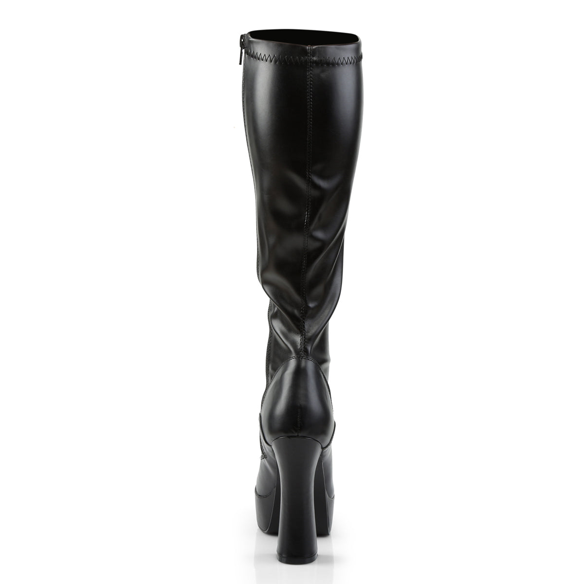ELECTRA-2000Z Black Stretch Faux Leather Knee Boot Pleaser