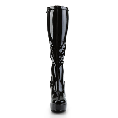 ELECTRA-2000Z Black Stretch Patent Knee Boot Pleaser