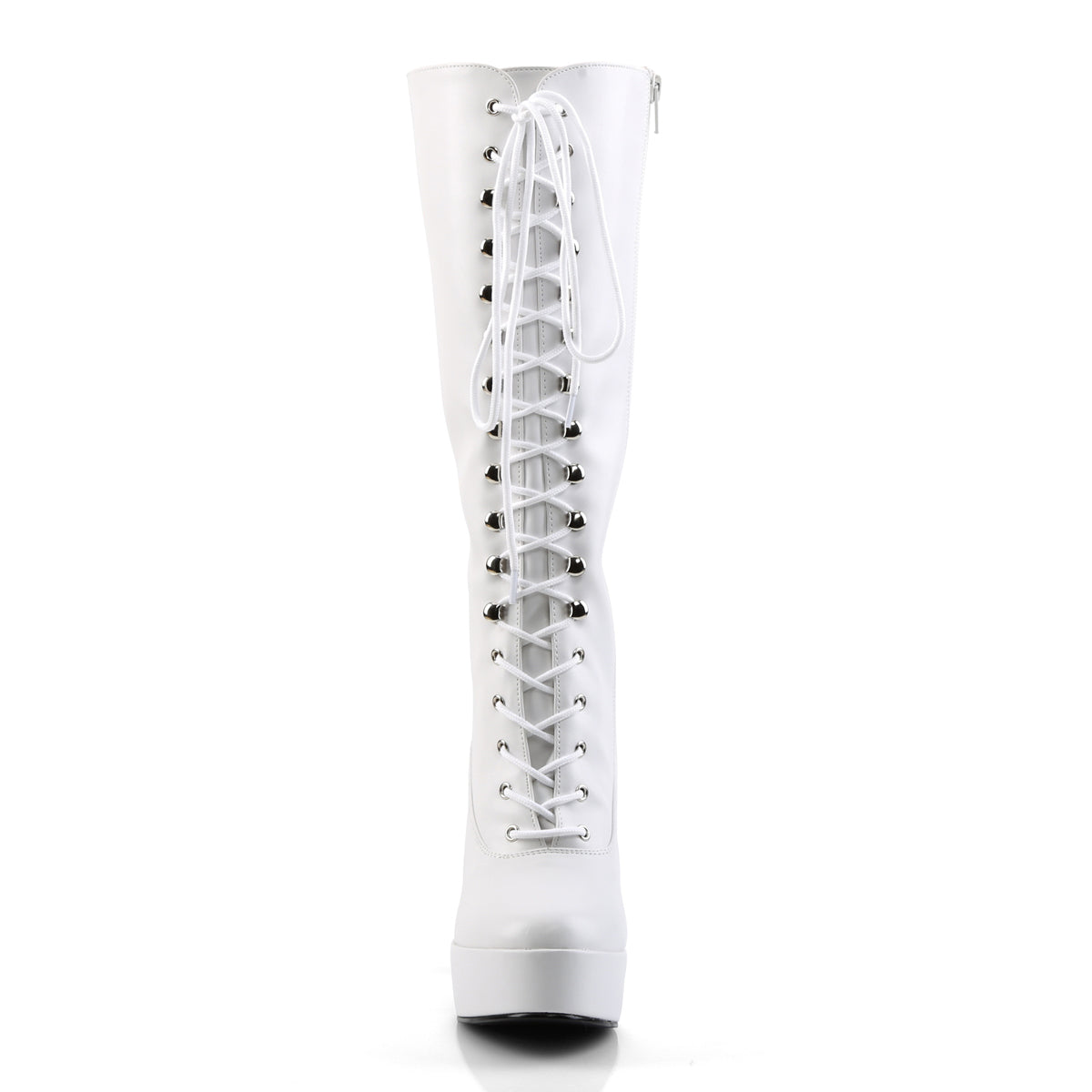 ELECTRA-2020 White Faux Leather Knee Boot Pleaser