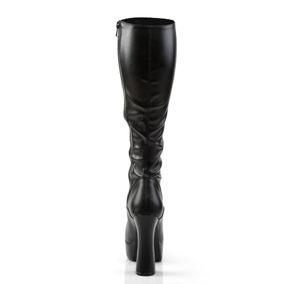 ELECTRA-2023 Black Stretch Faux Leather Knee Boot Pleaser