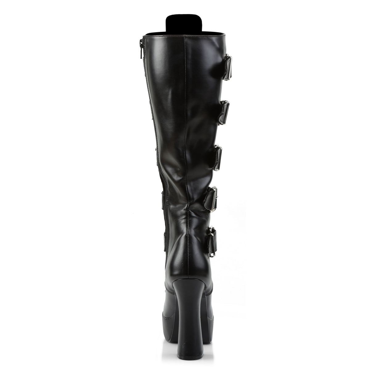 ELECTRA-2042 Black Faux Leather Knee Boot Pleaser