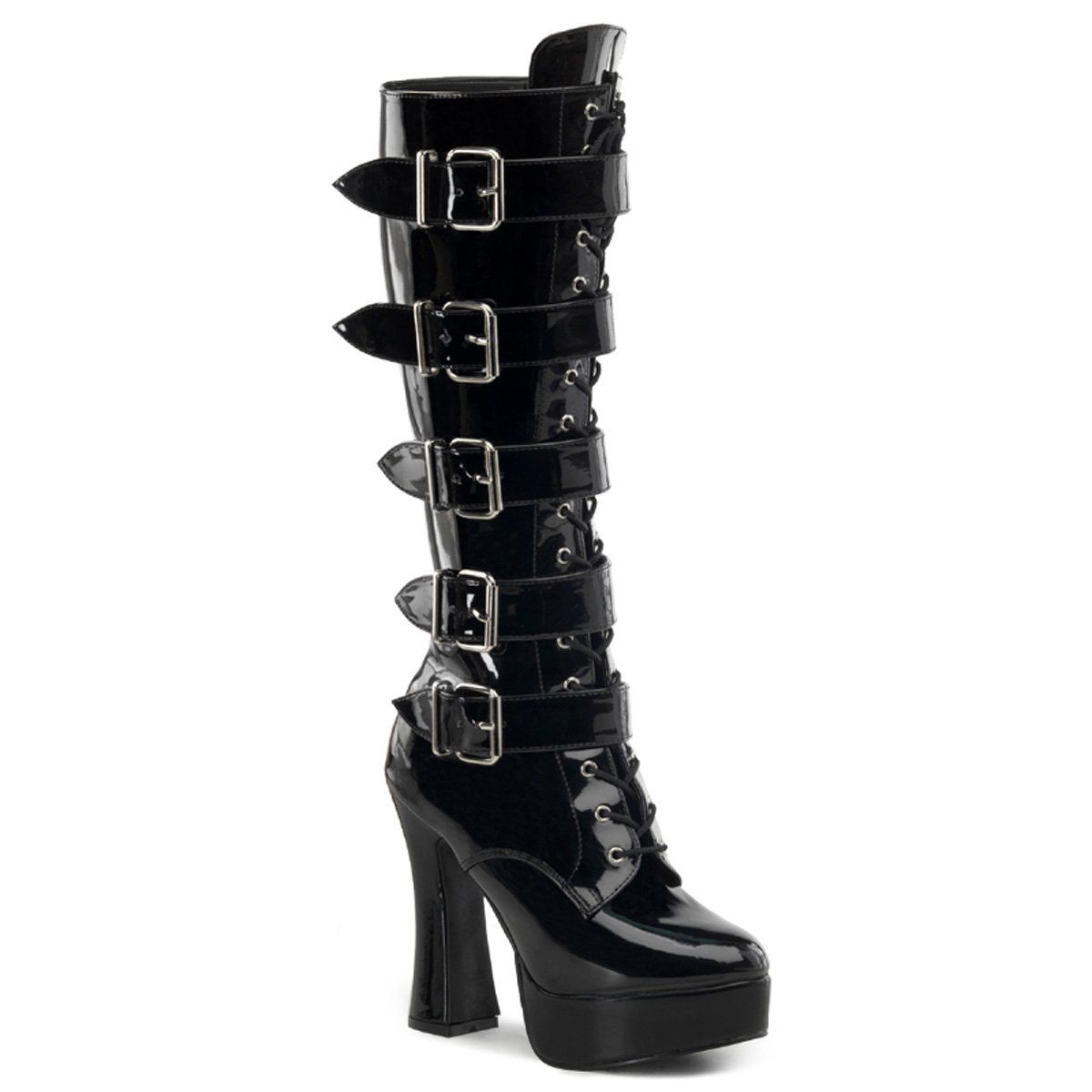 ELECTRA-2042 Black Patent Knee Boot Pleaser