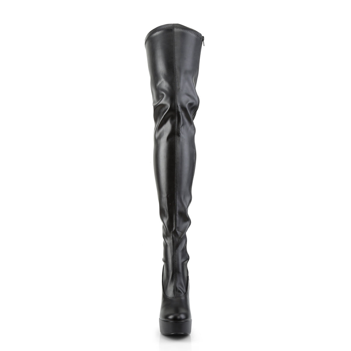 ELECTRA-3000Z Black Stretch Faux Leather Thigh Boot Pleaser