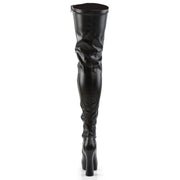 ELECTRA-3000Z Black Stretch Faux Leather Thigh Boot Pleaser US Size (Women's): 6