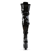 ELECTRA-3028 Black Stretch Patent Thigh Boot Pleaser US Size (Women's): 6