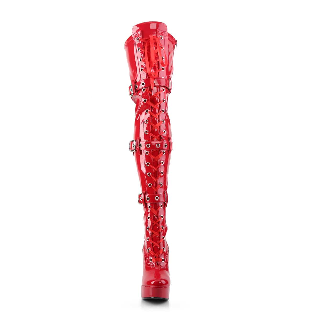 ELECTRA-3028 Red Stretch Patent Thigh Boot Pleaser US Size (Women's): 6