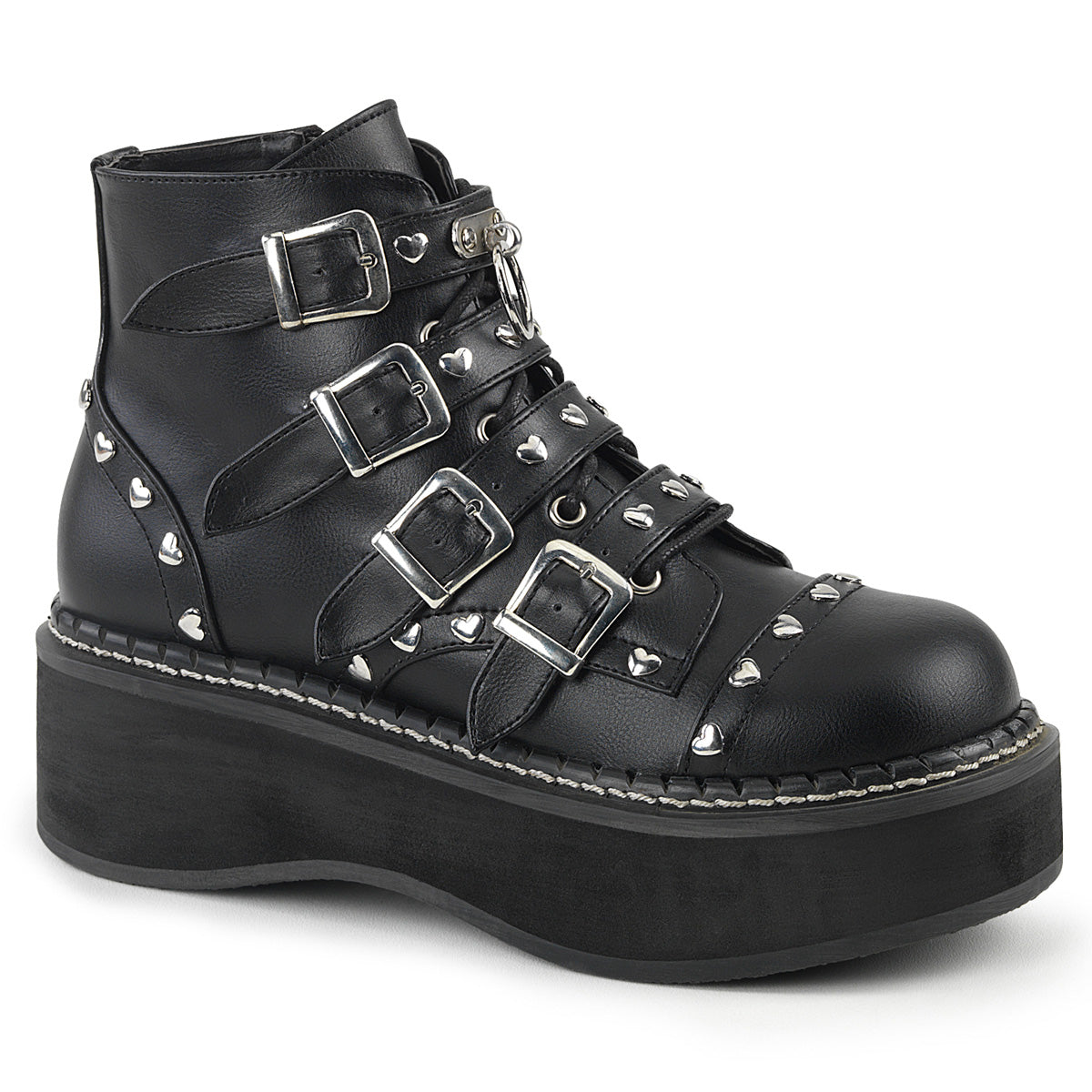 EMILY-315 Black Vegan Leather Ankle Boot Demonia