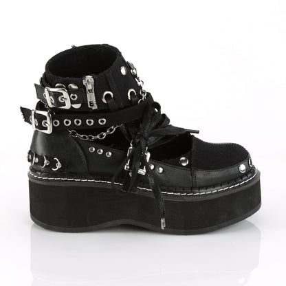 EMILY-317 Black Canvas-Vegan Leather Ankle Boot Demonia