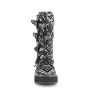 EMILY-322 Black-Silver Faux Nubuck Leather Mid-Calf Boot Demonia US Size (Women's): 6