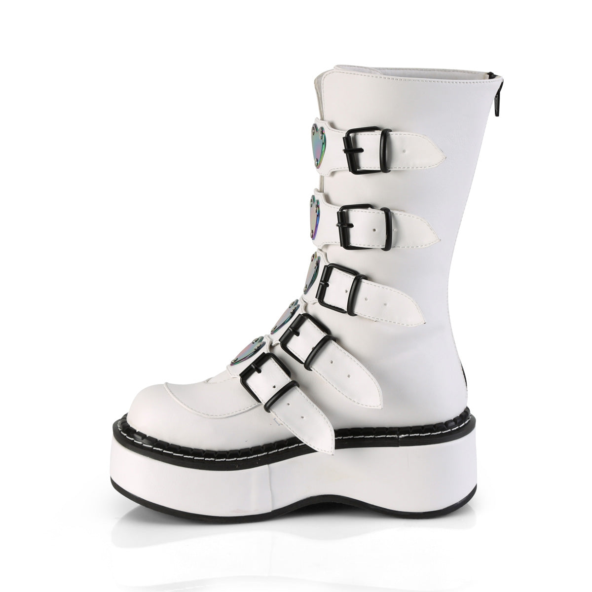EMILY-330 White Vegan Leather Calf Boot Demonia