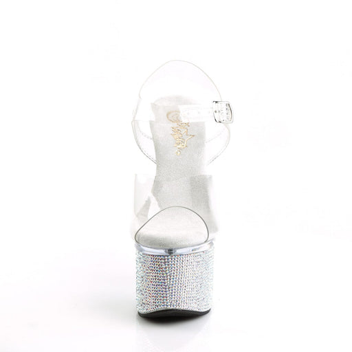 ESTEEM-708DM Clear/Clear-Silver AB Rhinestones Platform Sandal Pleaser US Size (Women's): 5