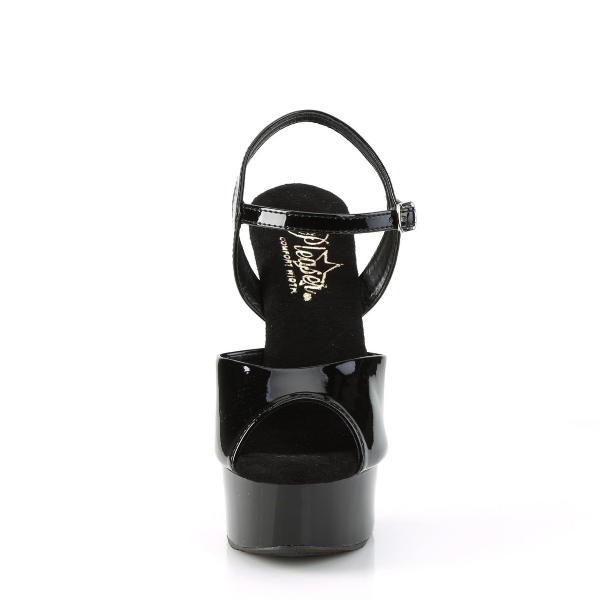 EXCITE-609 Black Patent Platform Sandal Pleaser