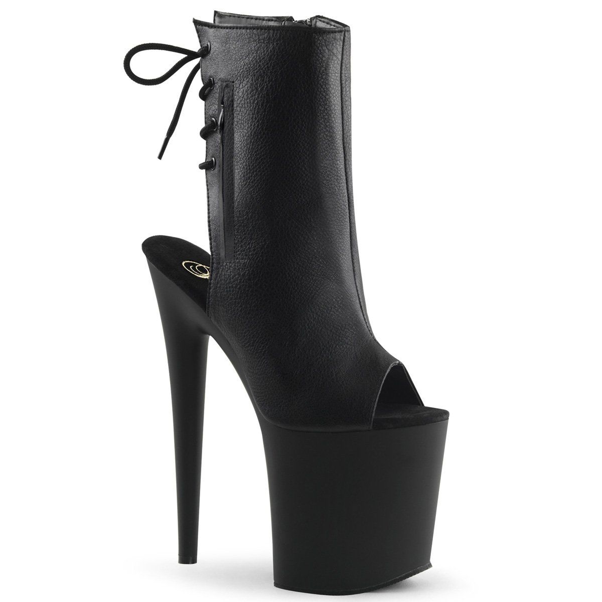 FLAMINGO-1018 Black Faux Leather Ankle Boot Pleaser