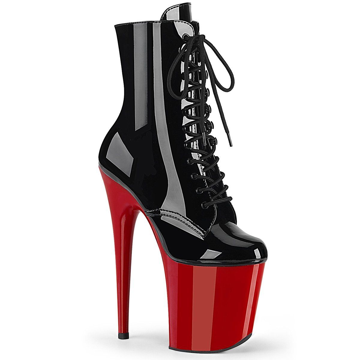 FLAMINGO-1020 Black Patent/Red Ankle Boot Pleaser