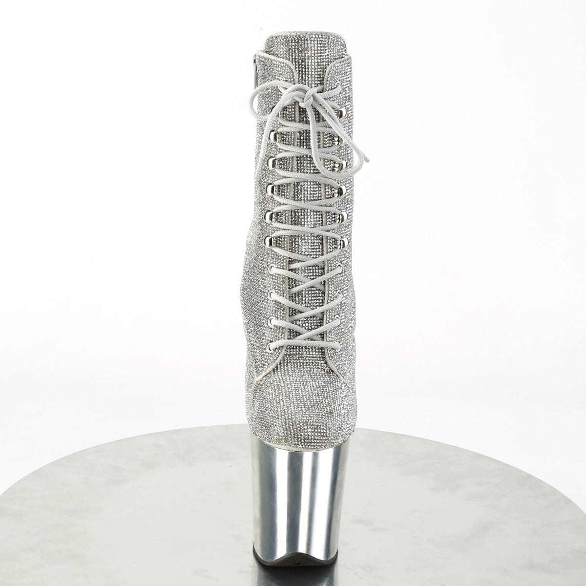 FLAMINGO-1020CHRS Silver Rhinestones/Silver Chrome Ankle Boot Pleaser US Size (Women's): 5